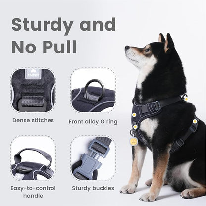 Pawaii Dog Harness with Pet ID Tag, No Choke Dog Harness, Adjustable Soft Padded Pet Vest with Easy Control Handle