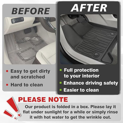 TripleAliners Floor Mats Compatible with 2024-2026 GMC Acadia/Chevy Traverse (2nd Row Captain's Chairs)/2025-2026 Buick Enclave | 7-Seat Only | All Weather TPE Custom Fit Full Set Floor Liners