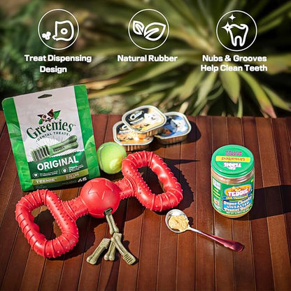 Natural Rubber Dog Toys for Medium Aggressive Chewers - Lifetime Replacement - Tough Tug War Dog Toy for Medium Dogs Tooth Clean, Red
