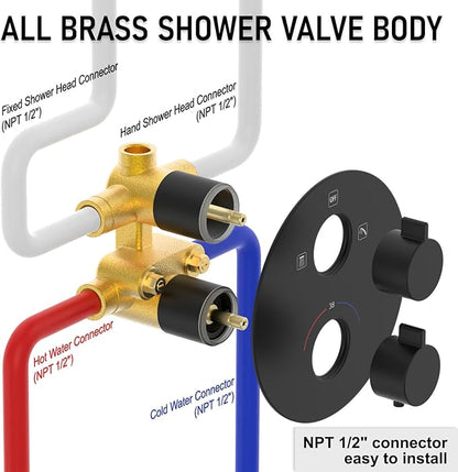Iriber Thermostatic Shower System Wall Mount