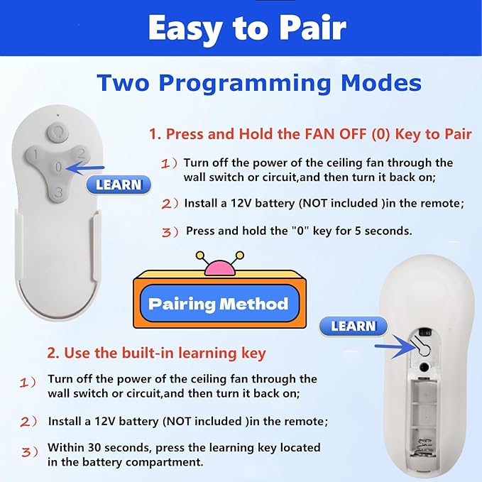 KUJCE10311/ KUJCE10712 Ceiling Fan Remote Control Kit