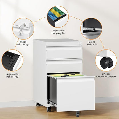 3 Drawer Mobile File Cabinet