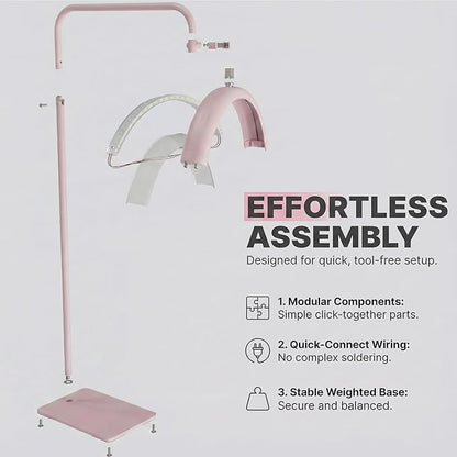 Hi_friend 28 inch Half Moon Lamp, Portable Esthetician Lash Light for Lash Tech, Bright Eyelash Extension Arched LED Floor Light, Lashing Lamp for Beauty, Skincare, Lashes