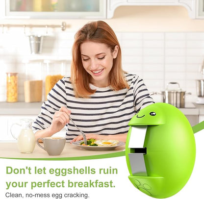 Egg Cracker, Silicone Egg Shell Opener, Cute Egg Shaped Design, Opens Eggs with Ease, A Little Happiness Boost for Your Kitchen (1, Green)
