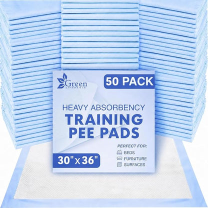 GREEN LIFESTYLE Underpads - Training Pet Pee Pads for Dogs, Cats - Pads for Adults, Seniors and Children - Ideal for Incontinence Protection (Pack of 50 - 30x36)