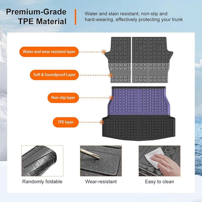 powoq Cargo Mat Compatible with 2019-2025 Toyota RAV4 Backrest Mat Cargo Liner Trunk Mat Back Seat Protector Replacement for 2019-2024 2025 Toyota RAV4 Accessories (Trunk Mat+Backrest Mats)