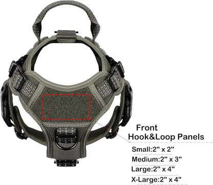 ICEFANG Tactical Dog Harness for Small Dogs,Reflective No Pull Dog Vest | with Control Handle,Adjustable,Front Hook,2 Leash Clips,Soft Padded,MOLLE Panel,Green,Small