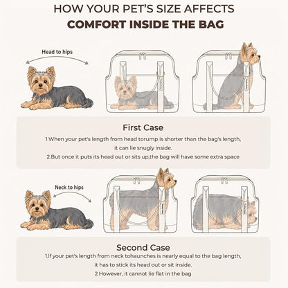 JourCraf Dog Carrier for Small Dogs, Soft Sided Cat Carrier with Hard Bottom, Breathable Mesh Top, Safety Leash, Padded Shoulder Strap, Fits Pets up to 13 lbs, for Travel, White