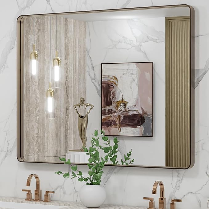 LOAAO 40”X32” Bronze Bathroom Mirrors