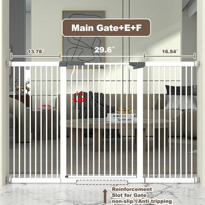 41" Extra Tall Cat Gate for Doorway, 60.3-62.9'' Metal Pet Baby Safe Gate, Extra Wide Pressure Mounted Child Door with Expansion Kit, No Drilling Baby Gate Indoor, No Climb Proof Gate, White