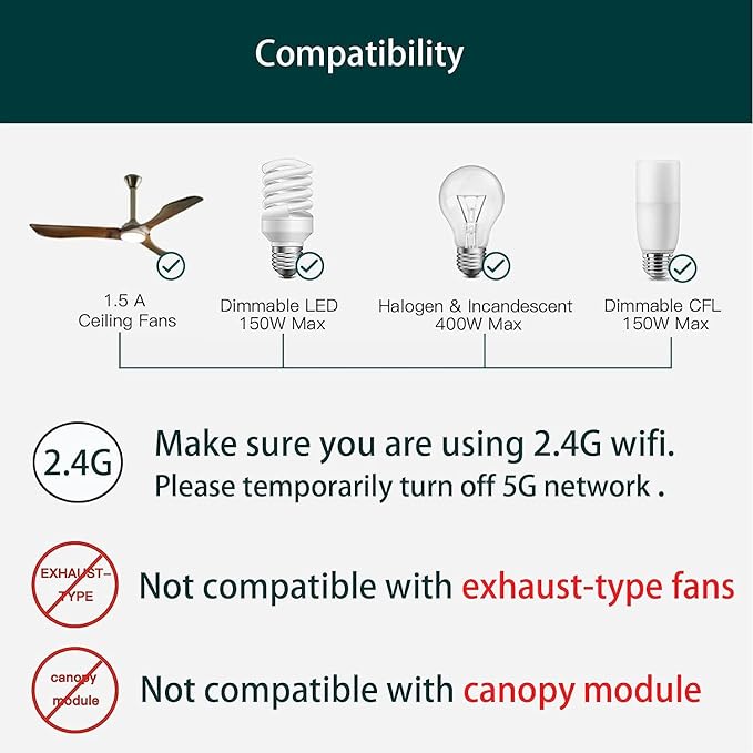 Humpptom Universal Ceiling Fan Remote Control, Ceiling Fan Wall Switch UC9050T