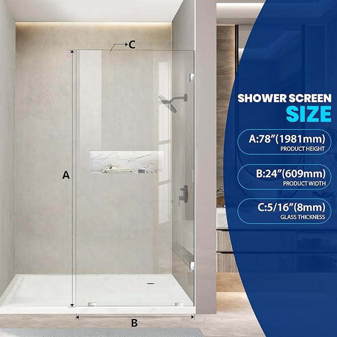 Bathroom Shower Glass Door 24 * 78"