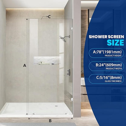 Bathroom Shower Glass Door 24 * 78"