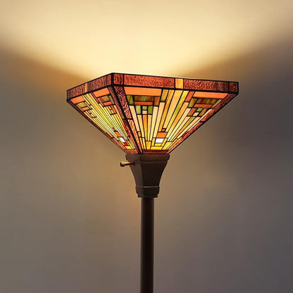 Capulina Amber Brown Series Tiffany Torchiere Floor Lamp Wall Sconces Decor for Living Room Bedroom Study Room