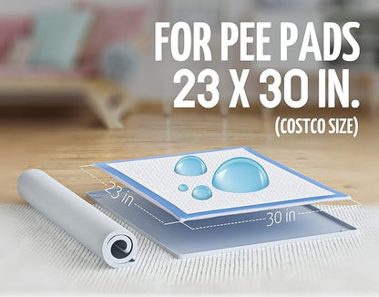 Dog Pee Pad Holder Tray Fits for 30” x 23” Pee Pads - 2 Pack - Light Grey | Corner Lock Holes, Raised Edges, Non-Spill, Easy to Clean Silicone Dog Potty Tray Holder, For Indoor Floor Protection
