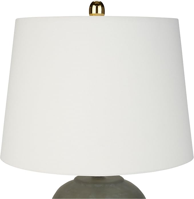 Nourison Home 23" Olive Green Ceramic Pot Table Lamp for Bedroom, Living Room, Dining Office, with White Tapered Drum Shade