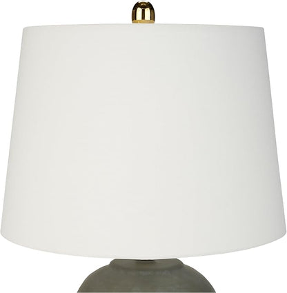 Nourison Home 23" Olive Green Ceramic Pot Table Lamp for Bedroom, Living Room, Dining Office, with White Tapered Drum Shade