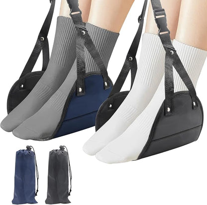 2pc Travel Foot Hammock – Portable Hanging Foot Rest for Airplane, Train, Office & Home – Adjustable Strap, Comfortable & Ergonomic Leg Support for Long Flights, Swollen Feet Relief