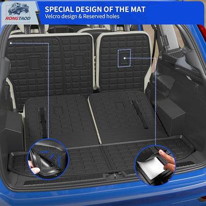 Rongtaod Floor Mats Compatible with 2021-2025 2026 Kia Sorento 6&7 Seats NO Hybrid Cargo Mat Cargo Liner Trunk Liner Trunk Mat Kick Mats Back Seat Protector 2024 Fuel Sorento Accessories (Set of 7)