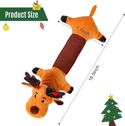 IOKHEIRA Christmas Dog Toys – Reindeer Squeaky Plush Crinkle Rope Dog Toys,Interactive Tug-of-War Chew Toy for Small/Medium/Large Dogs, for Dog