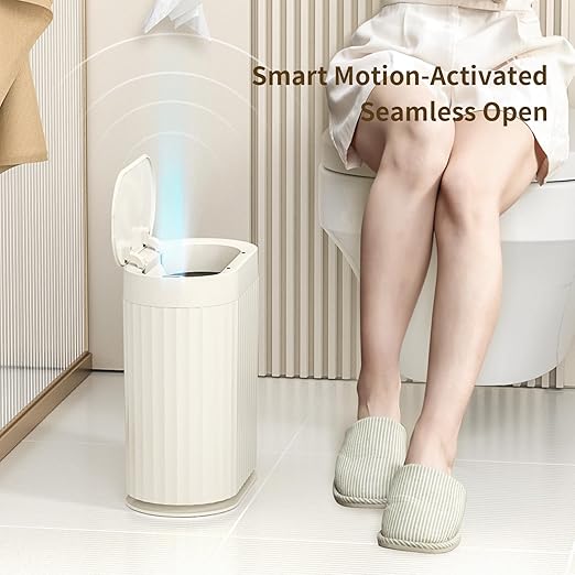 MRBIN Small Trash Can for Bathroom, Automatic Touch Less Garbage Bin