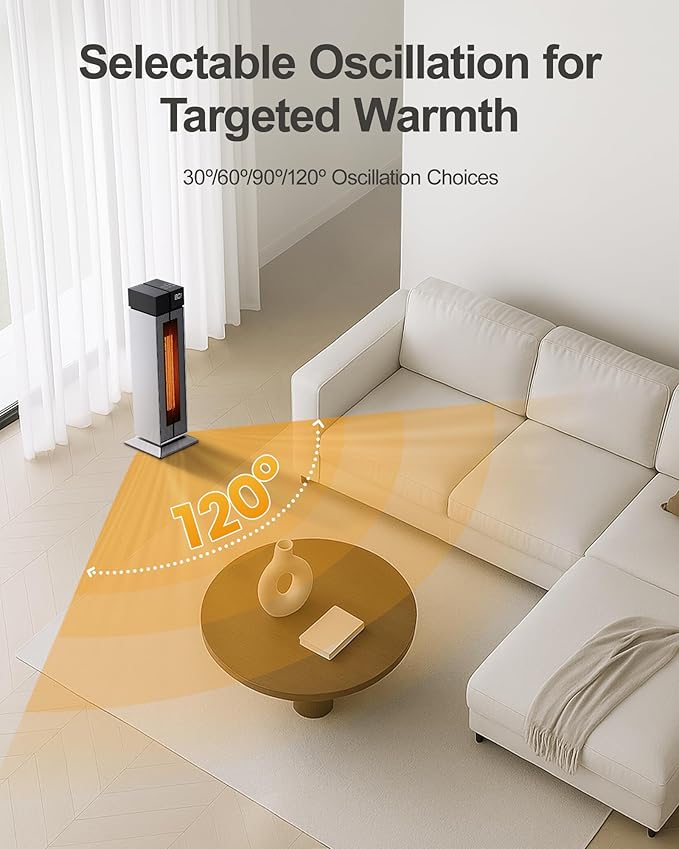 ComDomus Electric Heaters for Indoor Use, 25” Space Heater Large Room