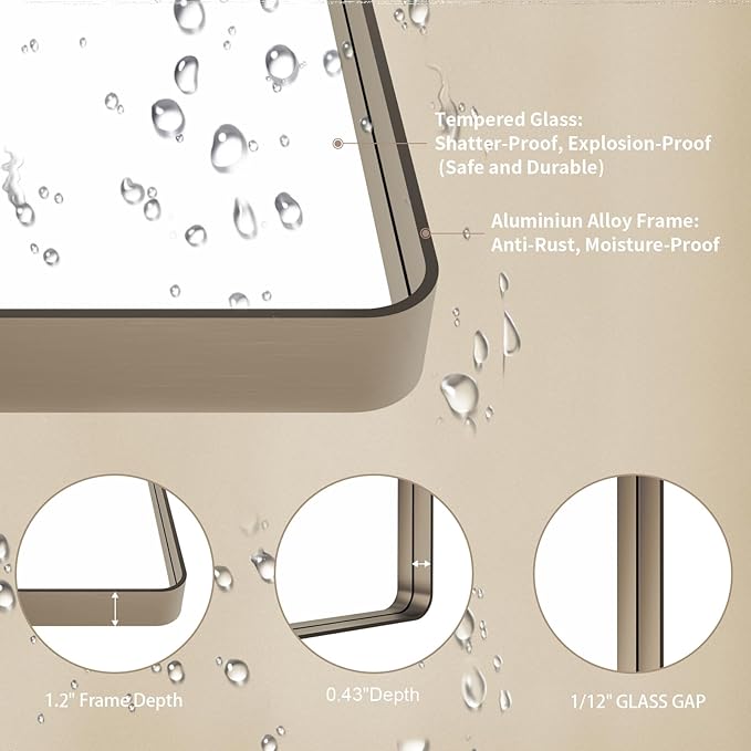 LOAAO 72”X36” Bronze Bathroom Mirrors
