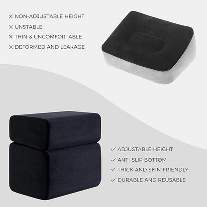 Ganondorf Foot Rest for Under Desk at Work Adjustable Foot Rest Under Desk Ergonomic Foot Stools for Under Office Desk Leg Pillow for Underdesk Footrest with Washable Cover, Black