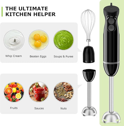 Bonsenkitchen Immersion Blender Handheld, 2 Mixing Speed Hand Blender Electric