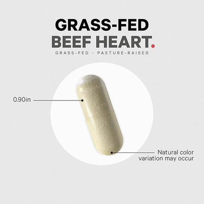 Codeage Grass Fed Beef Heart Supplement - Freeze Dried, Non-Defatted, Desiccated Glandular Supplements - Bovine Meat & Liver Pills - Beef Vitamins for Heart - Non-GMO -180 Capsules