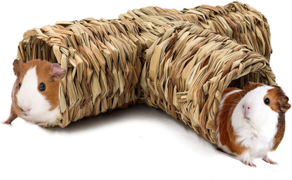 BWOGUE Hamster Grass Tunnel Toy Nature's Hideaway Guinea Pig Tunnels and Tubes Toys for Rats,Syrian Hamster,Ferrets,Guinea Pig,Chinchilla Hedgehog and Bunny