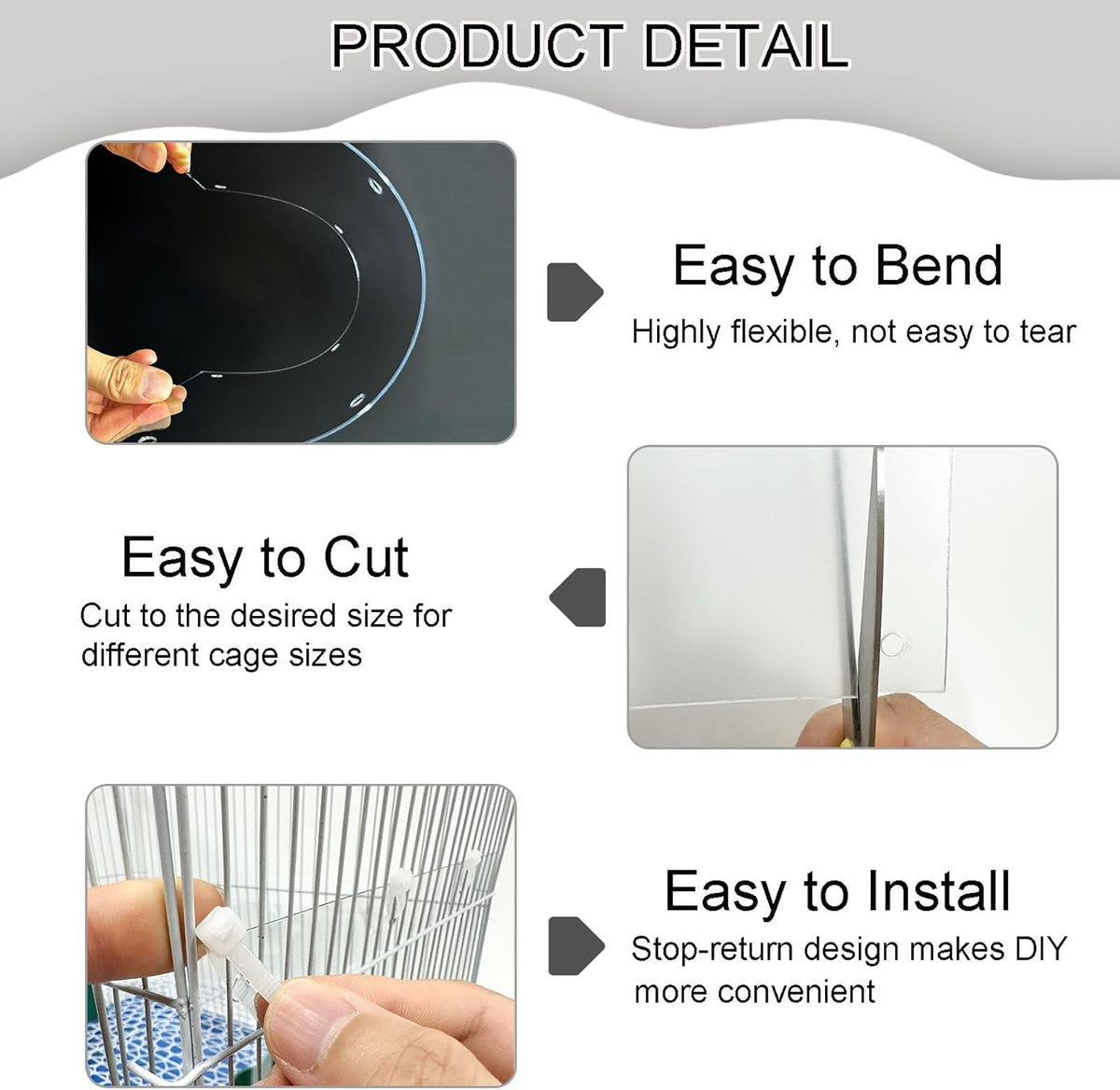 Pet Cage Liner Protection, Rabbit Cage Plastic Panels, 12 PCS Cage Urine Guard for Rabbit, Guinea Pig, Hamster, Hedgehog, Chinchilla, Ferret, Bunny - Transparent, 11.8"x5.9"
