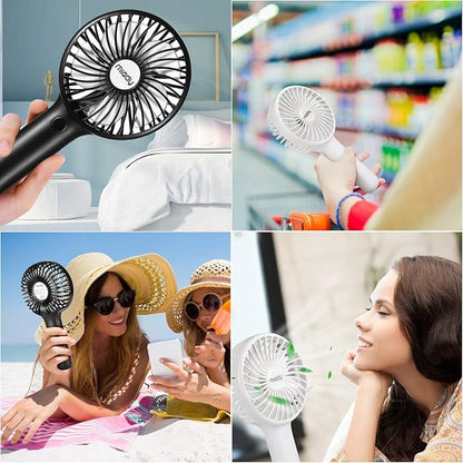 Miady 2-Pack Upgraded 5000mAh Portable Handheld Fan 3 Speed Mini USB Strong
