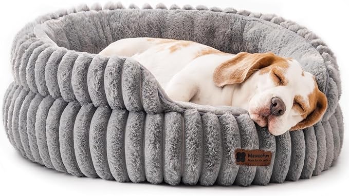 MEWOOFUN Dog Bed for Medium Dogs, Washable Large Cat Beds for Indoor Cats, Donut Pet Bed for Dogs and Cats with Anti-Slip Bottom (Grey, 27"x27"x10")