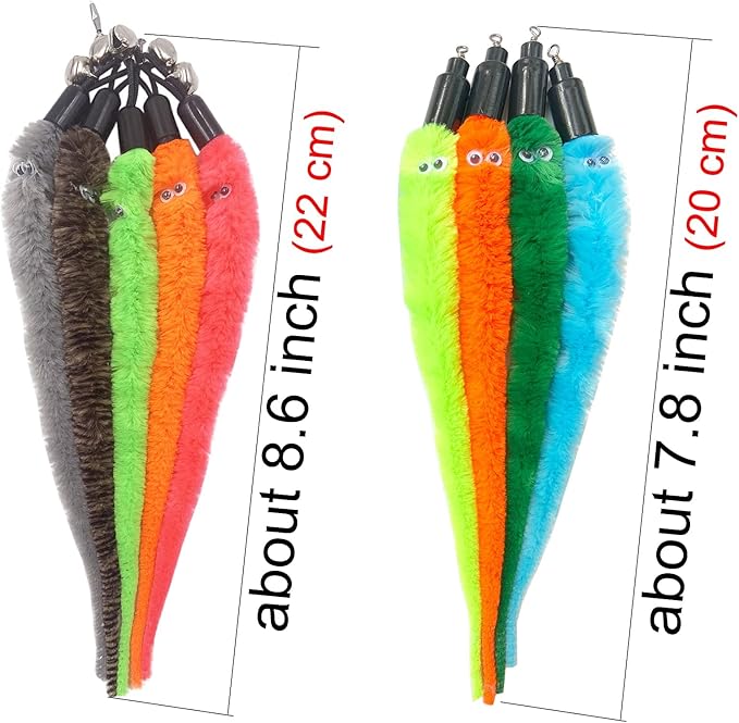 Cat Toy Worm Refills, 24 Pieces Interactive Cat Wand Attachments Worms Toy for Indoor Cats