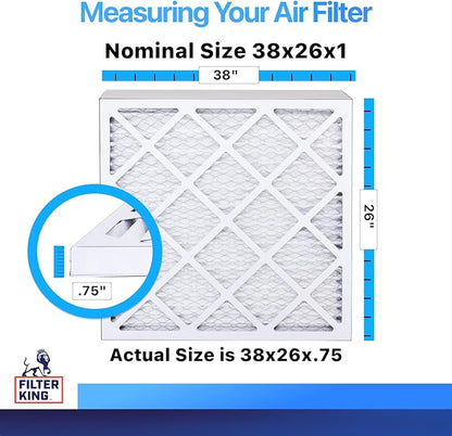 Filter King 38x26x1 Air Filter | 4-PACK | MERV 8 HVAC Pleated A/C Furnace