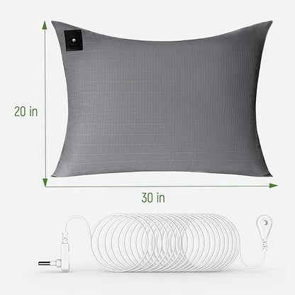 Groundingtop Pillowcase Upgraded 10% Silver Fiber Grounding Pillowcase, 90% Cotton Grounded Earth Bed Pillow Cover for Better Sleep Pain Relief Improve Energy, Queen 20x30 Inch, Gray 1PC