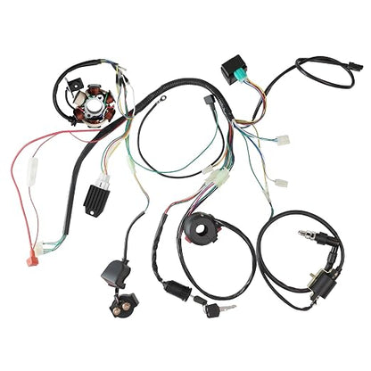 PRO BAT Full Electrics Wiring Harness Kit | for 50cc 70cc 90cc 110cc 125cc Chinese ATV Quad Bike 4 Wheeler Baja SunL Taotao Coolster JCL with CDI Coil Magneto Stator