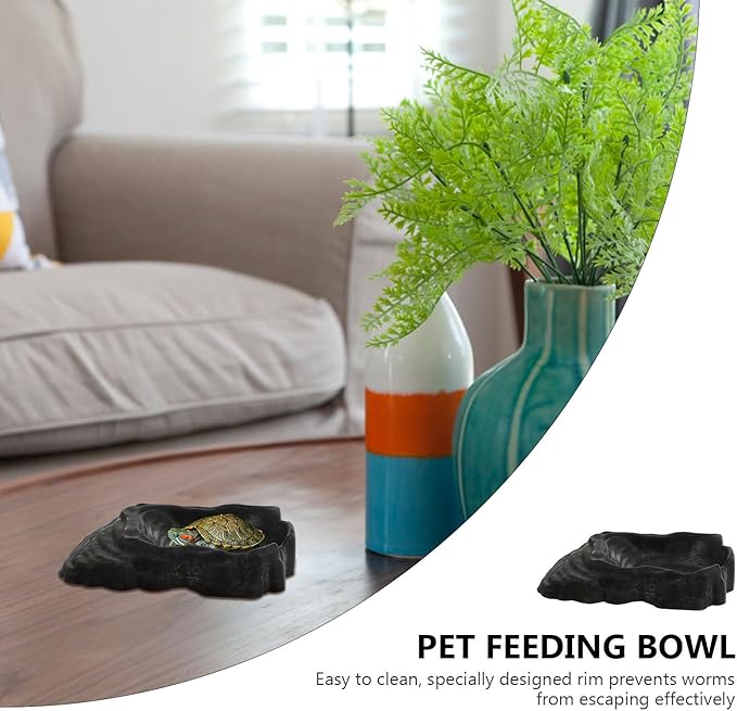 ABOOFAN Spider Reptile Feeding Bowl and Large Capacity Water Basin, Sturdy Plastic Terrarium Dish for Lizards, Frogs, and Spiders, Gray Feeder Supplies for Reptile Habitat