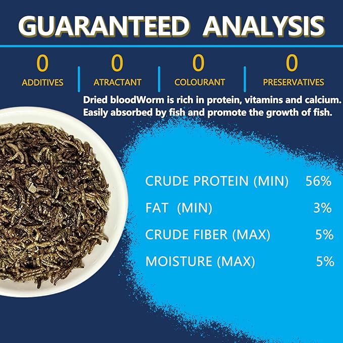 JADINGSFRAM Blood Worms Fish Food 3.5 oz, Freeze Dried Bloodworms for Fish, Bloodworms Fish Food for Freshwater Saltwater Tropical Fish Betta Cichlid Goldfish Guppy Turtle (3.5 OZ)