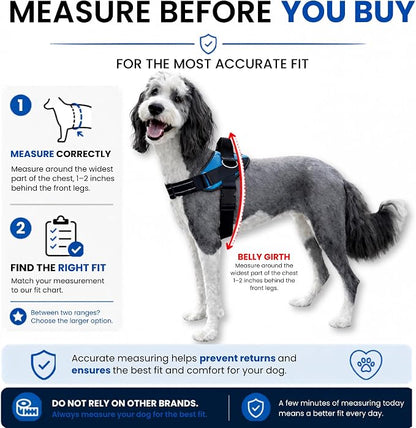 ShawnCo Essential Pro Dog Harness, No-Pull Pet Vest with 3 Leash Clips and Removable, Reflective Side Patches, Adjustable and Padded Harness for Small, Medium and Large Dogs (ICY Lilac, XL)