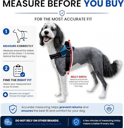 ShawnCo Essential Dog Harness, No-Pull Pet Vest (Military Camo,M) | 3 Leash Clips, Easy On, No-Choke, Reflective, Adjustable Fit, Padded Comfort, Control Handle, For Small, Medium & Large Dogs