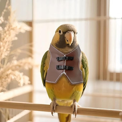 Bird Clothes, Parrot Leather Jacket, Bird Costume Cosplay Photo Prop, Parrot Apparel for Eclectus, Budgerigar, African Greys Parakeet, Conure, Cockatiel, Love Birds-Cowboy Style,Brown,M