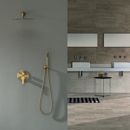 Iriber Brushed Gold Shower System Wall Mounted Shower Faucet Mixer Set
