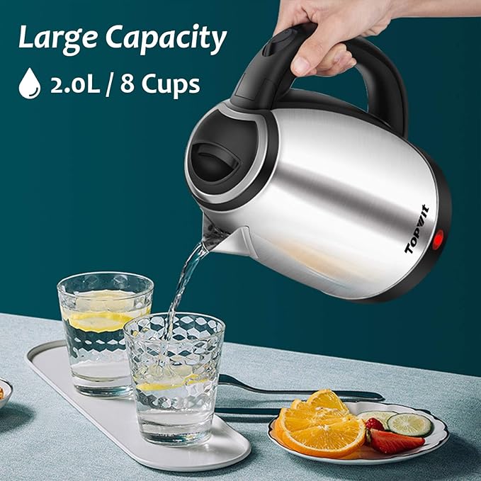 TOPWIT Electric Kettle, 2.0L Hot Water Kettle Electric, BPA-Free Stainless