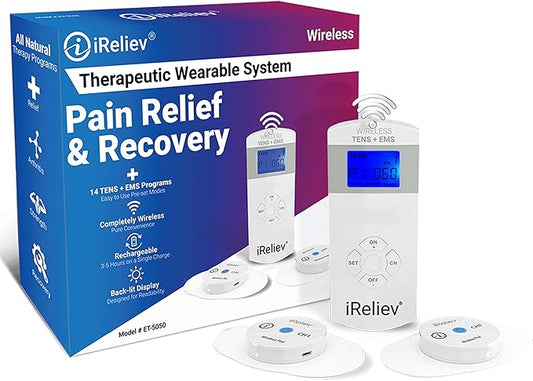 iReliev Wireless TENS + EMS Therapeutic Wearable System Wireless TENS Unit +