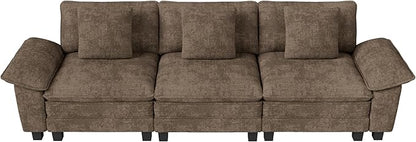 MIXPATIO 123" Cloud Modular Sectional Sofa, 3-Seater w/Deep Seat & Removable Arms, Plush Chenille for Living Room - Taupe