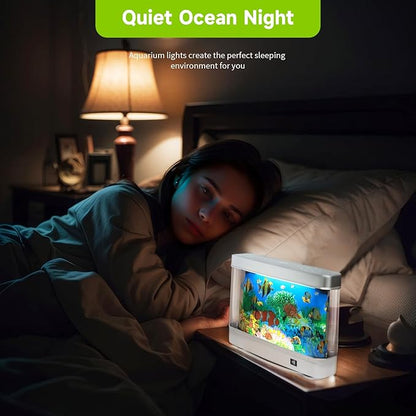 Fake Fish Tank Baby Aquarium Toy - Mini Crib Aquarium Lamp. Artificial Fish Lamp Aquarium - Virtual Ocean Moving Fish Night Light for Bedroom Décor. Gift for Kids and Cat Lovers