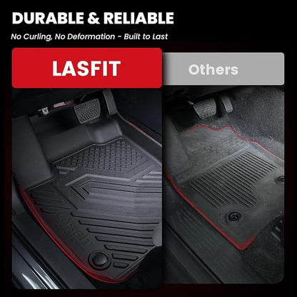 LASFIT Floor Mats & Trunk Mat for 11th Gen Honda Civic 2026 2025 2024 2023 2022 Sedan (Fits Rear Seats with or Without USB Ports), All Weather TPE Car Floor Liners,1st & 2nd Row & Trunk Liner