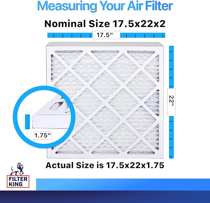 Filter King 17.5x22x2 Air Filter | 4-PACK | MERV 8 HVAC Pleated A/C Furnace